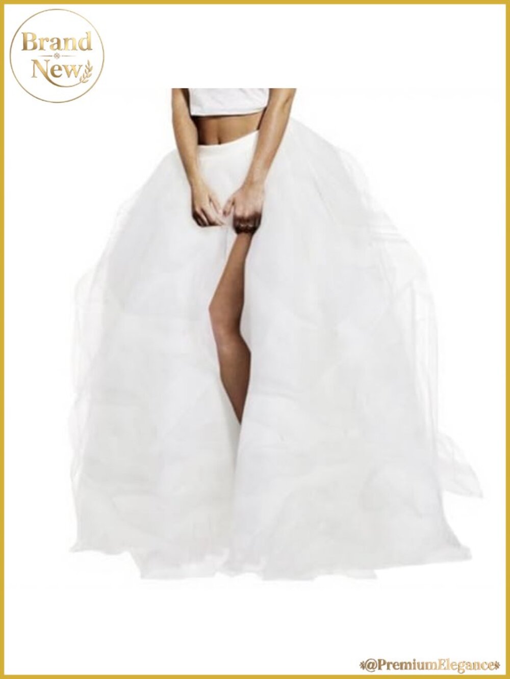 Women's Maxi Tulle Skirt Side Slit Ruched Bustle Night Out